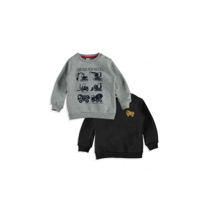 LCW baby Gri Erkek Bebek Baskılı Sweatshirt 2li