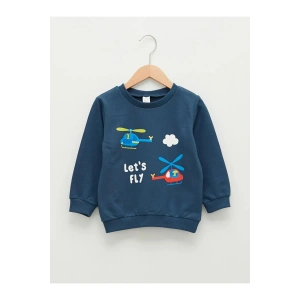 LCW baby İndigo Bisiklet Yaka Uzun Kollu Baskılı Erkek Bebek Sweatshirt