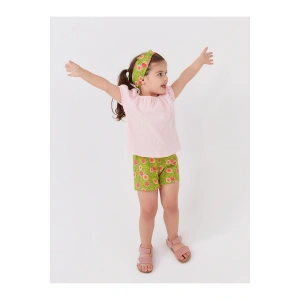 LCW baby Kare Yaka Kısa Kollu Kız Bebek 3lü Takım