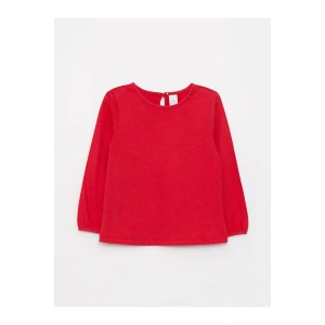 LCW baby Kırmızı Bisiklet Yaka Uzun Kol Basic Kız Bebek Tişört