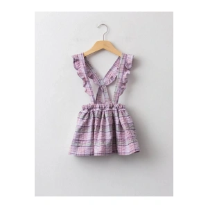 LCW baby Lila Beli Lastikli Ekose Desenli Kız Bebek Etek
