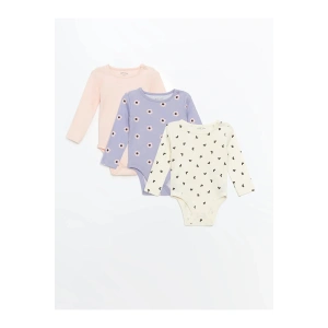 LCW baby Lila Bisiklet Yaka Kız Bebek Çıtçıtlı Body 3lü