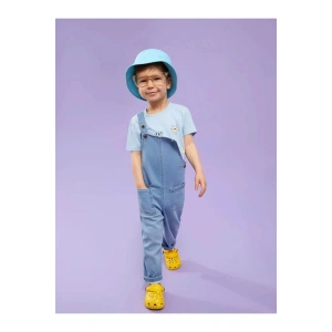 LCW baby Mavi Bisiklet Yaka Kısa Kollu Baskılı Erkek Bebek Tişört