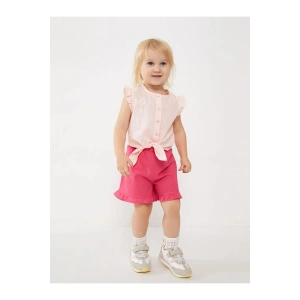 LCW baby Pembe Beli Lastikli Basic Poplin Kız Bebek Şort