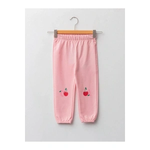 LCW baby Pembe Beli Lastikli Baskılı Kız Bebek Jogger Eşofman Alt