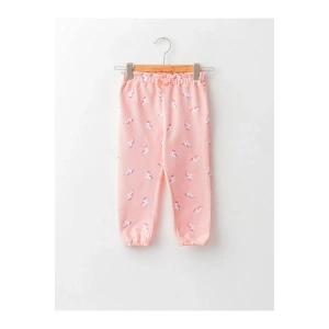 LCW baby Pembe Beli Lastikli Desenli Pamuklu Kız Bebek Eşofman Altı