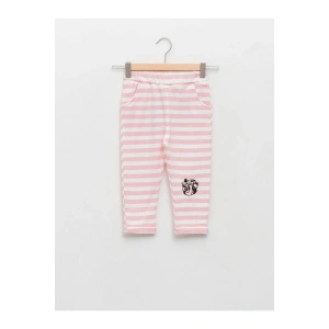 LCW baby Pembe Beli Lastikli Nostaljik Maymun Baskılı Pamuklu Bebek Eşofman Alt