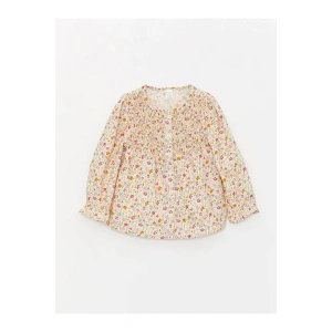 LCW baby Pembe Bisiklet Yaka Uzun Kollu Baskılı Kız Bebek Gömlek