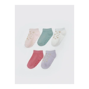 LCW baby Pembe Çiçekli Kız Bebek Patik Çorap 5