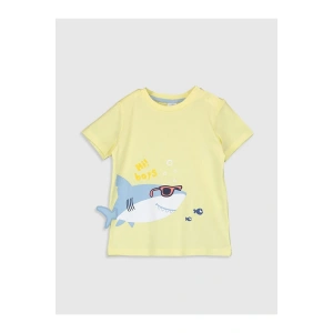 LCW baby Sarı Bisiklet Yaka Kısa Kollu Erkek Bebek Tişört