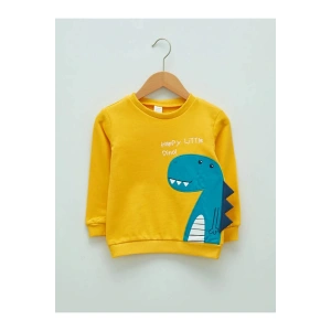 LCW baby Sarı Bisiklet Yaka Uzun Kollu Baskılı Erkek Bebek Sweatshirt