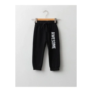 LCW baby Siyah Beli Lastikli Baskılı Erkek Bebek Jogger Eşofman Alt