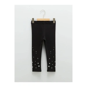 LCW baby Siyah Beli Lastikli Baskılı Kız Bebek Tayt