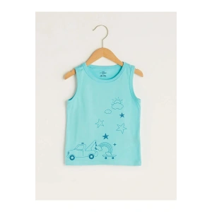 LCW baby Turkuaz Bisiklet Yaka Baskılı Pamuklu Erkek Bebek Atlet