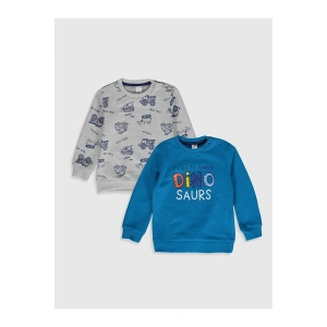 LCW baby Turkuaz Erkek Bebek Baskılı Sweatshirt 2li