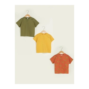 LCW baby Turuncu Bisiklet Yaka Kısa Kollu Pamuklu Erkek Bebek Tişört 3lü