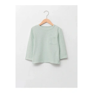 LCW baby Yeşil Bisiklet Yaka Uzun Kollu Erkek Bebek Tişört