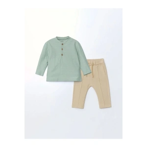 LCW baby Yeşil Hakim Yaka Erkek Bebek Tişört ve Eşofman Alt 2li