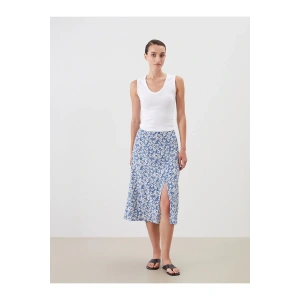 LCW Beli Lastikli Çiçekli Yırtmaçlı Etek