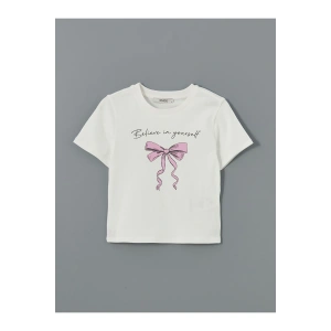 LCW Bisiklet Yaka Baskılı Kadın Tişört