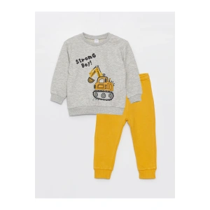 Lcw Bisiklet Yaka Baskılı Uzun Kollu Erkek Bebek Sweatshirt Ve Eşofman Altı 2li Takım