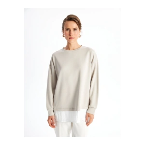 LCW Bisiklet Yaka Düz Oversize Kadın Sweatshirt Tunik