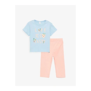 Lcw Bisiklet Yaka Kısa Kollu Baskılı Kız Bebek Tişört Ve Tayt 2li Takım