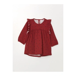 LCW Bisiklet Yaka Uzun Kollu Baskılı Kız Bebek Elbise