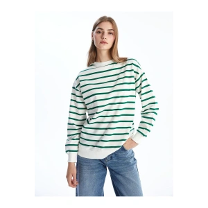 LCW Comfort Çizgili Bisiklet Yaka Çizgili Kadın Sweatshirt (W4)