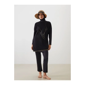 LCW Dik Yaka Baskılı Kadın Tesettür Mayo Takımı