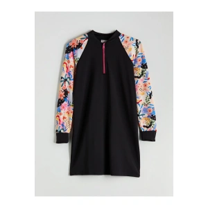 LCW DREAM Siyah Kolej Yaka Desenli Kadın Tesettür Mayo Üst