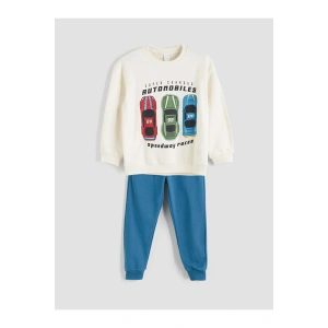 LCW Erkek Çocuk Bisiklet Yaka Baskılı Sweatshirt Ve Eşofman Alt 2li