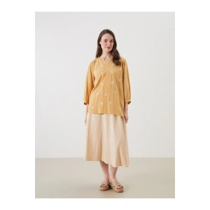 LCW Grace Bej Beli Lastikli Dokulu A Kesim Etek