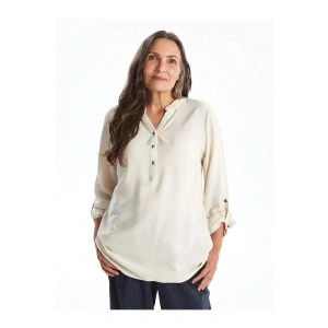 LCW Grace Gri Kaçık Yaka Düz Uzun Kollu Kadın Bluz