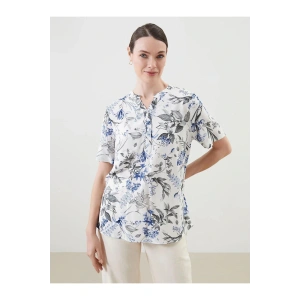 LCW Grace Kaçık Yaka Çiçekli Düğmeli Kadın Bluz