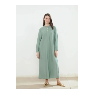 LCW Grace Yeşil Bisiklet Yaka Keten Görünümlü Ferace