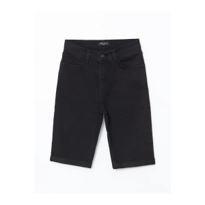 LCW Jeans Siyah Dar Fit Kadın Jean Şort