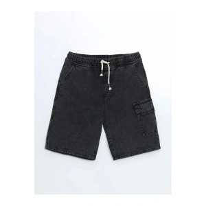 LCW Kids Antrasit Beli Lastikli %100 Pamuk Erkek Çocuk Kargo Jean Şort