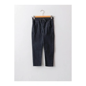 LCW Kids Antrasit Beli Lastikli Slim Fit Erkek Çocuk Jean Pantolon