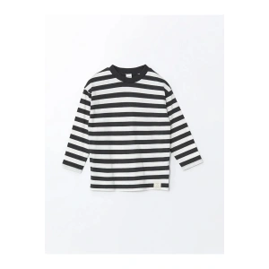 LCW Kids Antrasit Bisiklet Yaka Çizgili Erkek Bebek Tişört İMREX GLOBAL