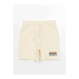 LCW Kids Bej Beli Lastikli Baskılı Erkek Çocuk Şort