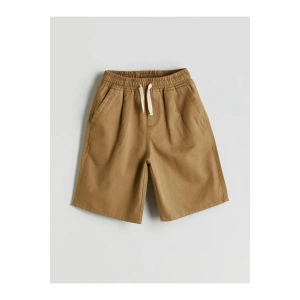 LCW Kids Bej Beli Lastikli Keten Karışımlı Erkek Çocuk Şort