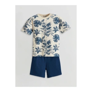 LCW Kids Bej Bisiklet Yaka Erkek Çocuk Tişört ve Şort