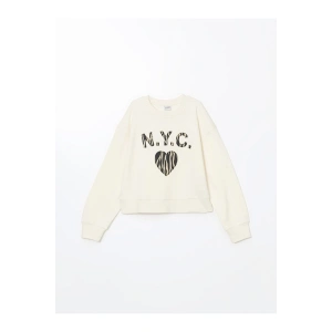 Lcw Kids Bej Bisiklet Yaka Kız Çocuk Kalın Crop Sweatshirt