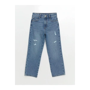 LCW Kids  Beli Ayarlanabilir Lastikli Kız Çocuk Jean Pantolon