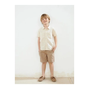LCW Kids Beli Lastikli Erkek Çocuk Cepli Keten Şort (S5)