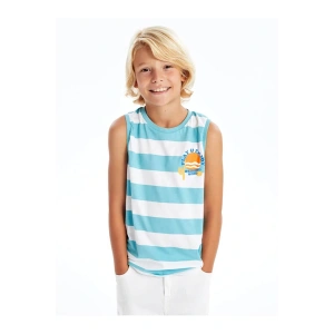 LCW Kids Beyaz Bisiklet Yaka Çizgili Erkek Çocuk Atlet