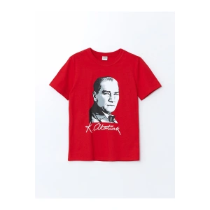 LCW Kids Bisiklet Yaka Atatürk Baskılı Erkek Çocuk Tişört