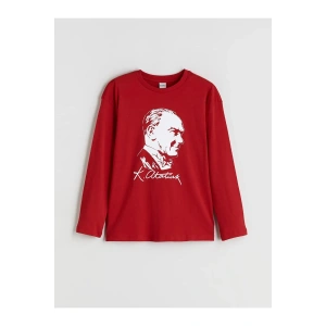 LCW Kids Bisiklet Yaka Atatürk Baskılı Erkek Çocuk Tişört (W5)