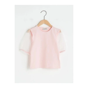 LCW Kids Bisiklet Yaka Basic Kısa Kollu Kız Çocuk Bluz Tişört